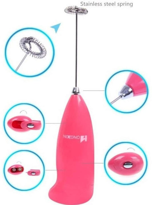 (nw000418) Electric Egg Beater Milk Drink Coffee Whisk Mixer Foamer Mini Handle Stirrer Practical Cooking Tool Kitchen Cell Operated (random Color)