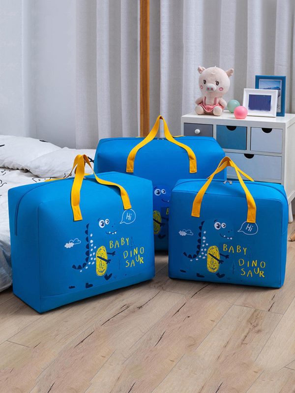 Storage Bags Cartoon Pattern Double Zipper 100 Gsm ( Random Color ) PACK OF 2
