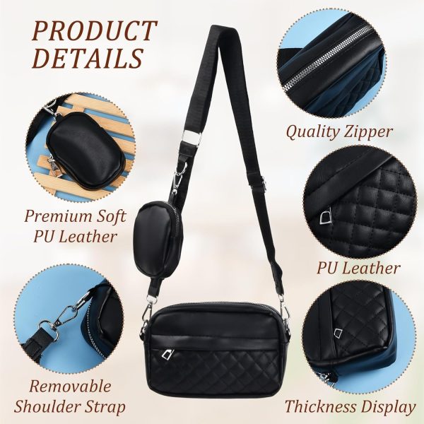 Stylish Girl’s Convertible Crossbody Bag – Fashion Handbags For Ladies Pu Leather Polyester Waterproof Shoulder Bags With Change Purse Trending Travel Crossbody Bag – 1 Pc, Black Pu Leather