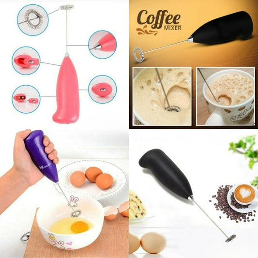(nw000418) Electric Egg Beater Milk Drink Coffee Whisk Mixer Foamer Mini Handle Stirrer Practical Cooking Tool Kitchen Cell Operated (random Color)