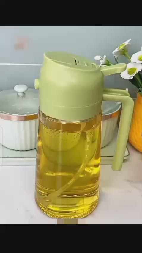 Glass Oil Bottle & Dispenser Jug Dual-purpose Oil Dispenser For Pouring And Spraying, High-pressure Sprayer For Even Oil Distribution 450ml (random Color)