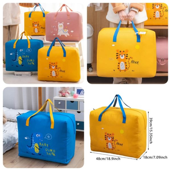 Storage Bags Cartoon Pattern Double Zipper 100 Gsm ( Random Color ) PACK OF 2